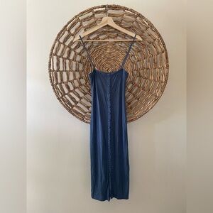 Forever 21 Navy Slip Dress with Button Front